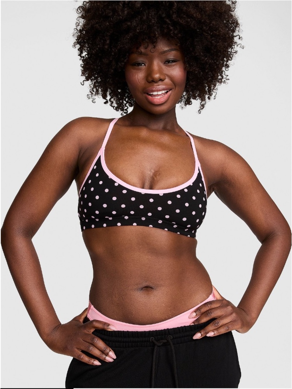 🩷VS Pink All Day Cotton low scoop racerback sports bra sz L NWT
